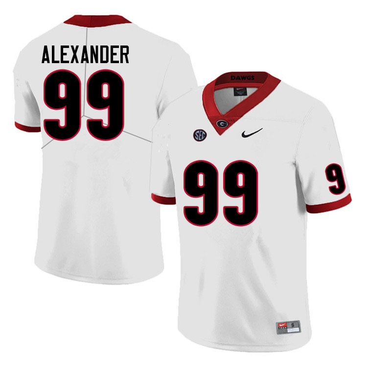 Georgia Bulldogs #99 Bear Alexander College Football Jerseys Sale-White Anniversary